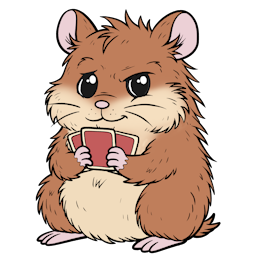 Hamster holding playing cards